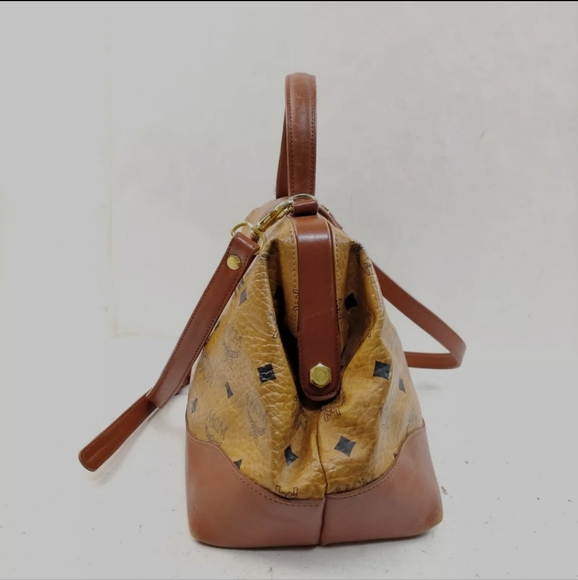 MCM Vintage Authentic Cognac Monogram Bowler Bag w/Crossbody Shoulder Strap - Picture 3 of 9